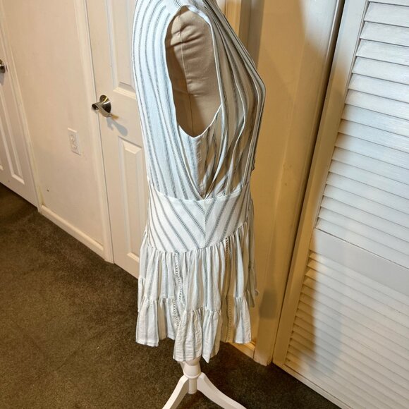 Reiss Women’s Dress Size 12 Sofia Flippy Striped Mini White Green Stripe - Picture 8 of 14